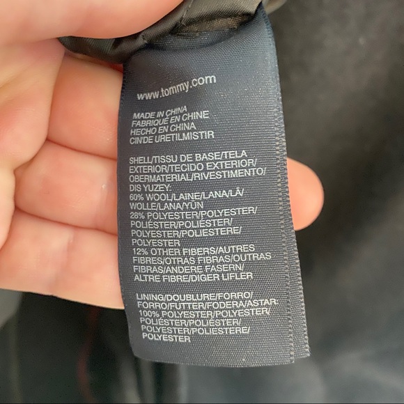 Tommy Hilfiger Black Wool Blend Zip Up Coat - Picture 6 of 6